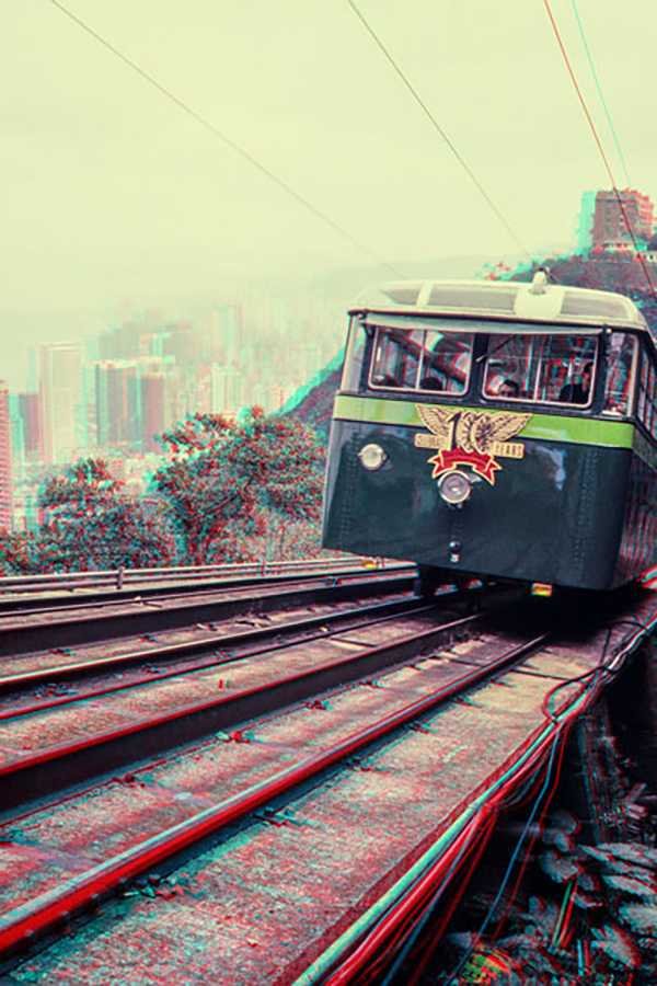 100 Peak Tram Hong Kong 3d Anaglyph Halkes Galleries stereo image